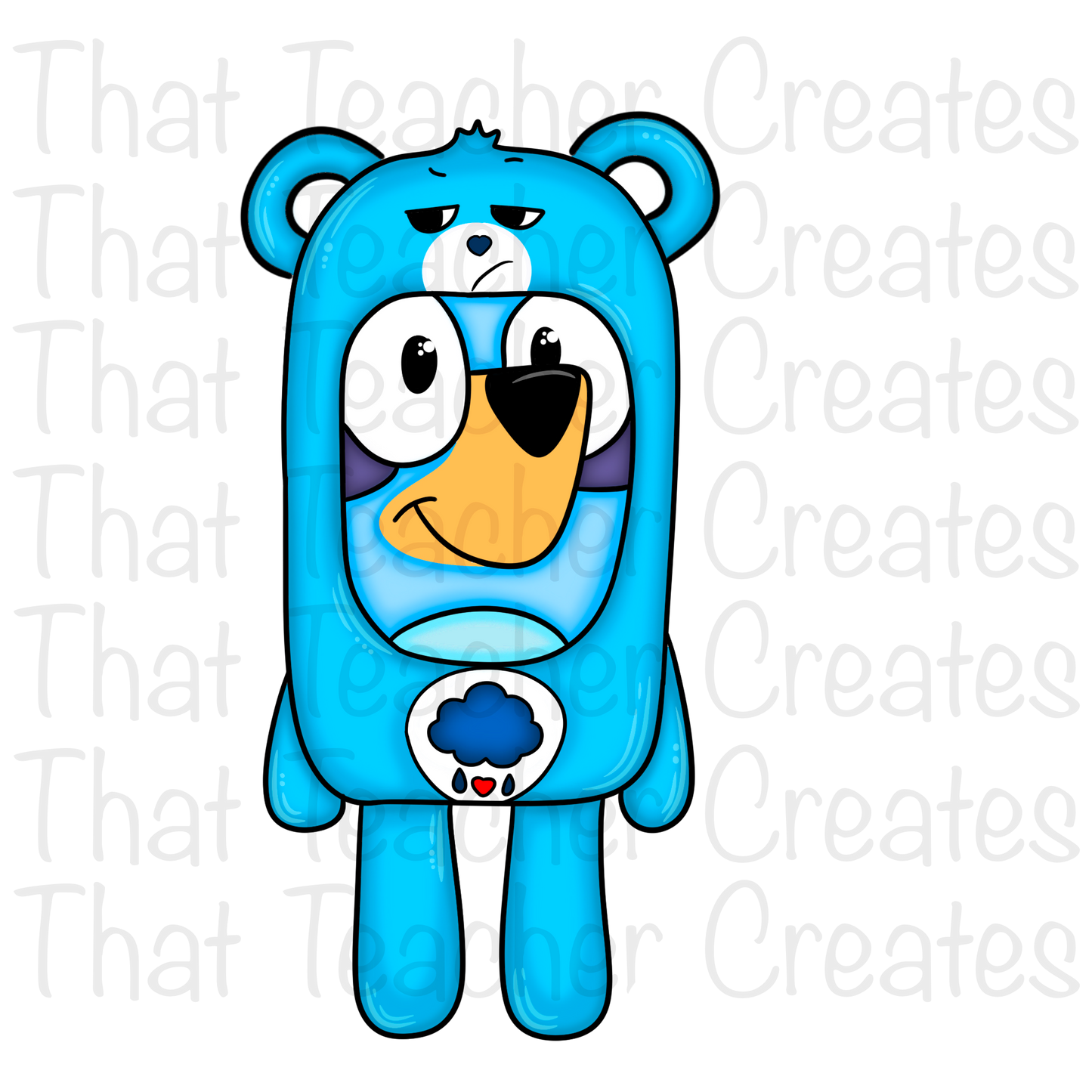 Blue carebear bluey mashup