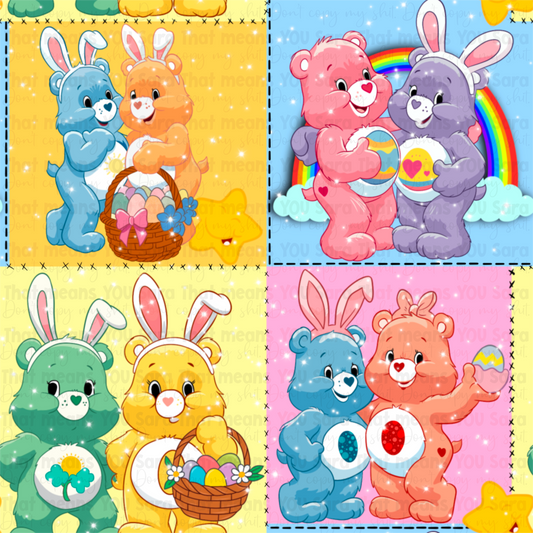 Hand drawn carebear Easter seamless